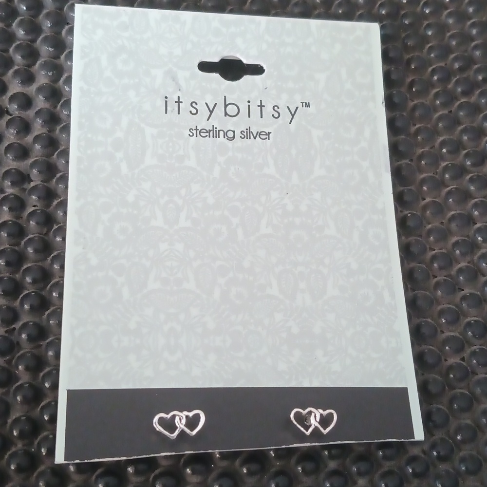 Itsy bitsy tiny double heart earrings sterling silver